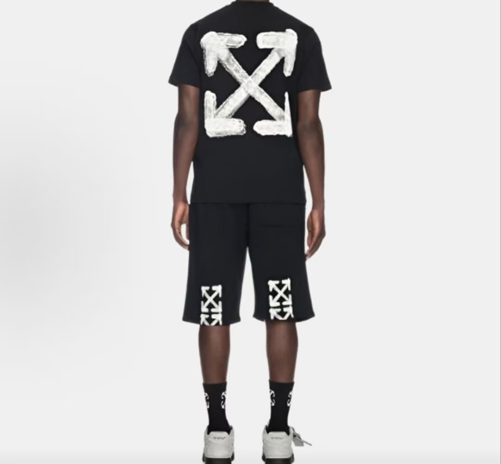 Men's OFF-WHITE Letter Print Pullover Crewneck Tee Black