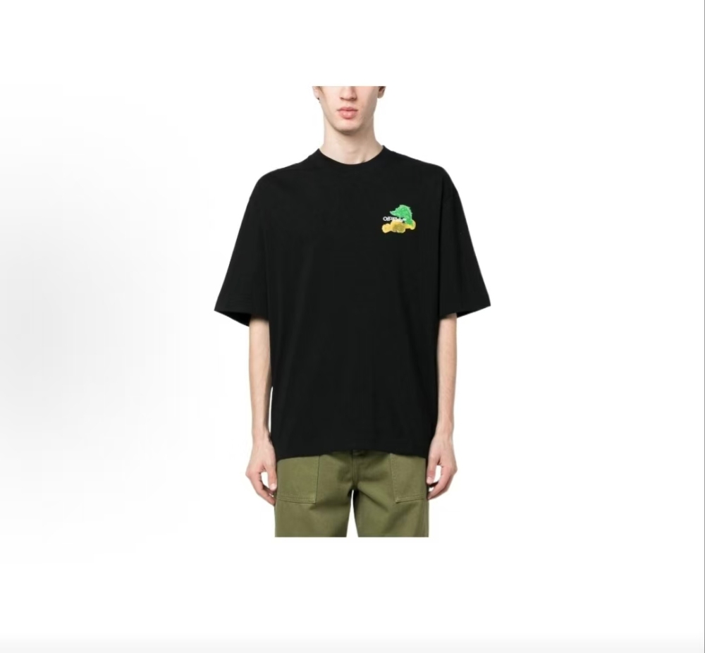 Men's OFF-WHITE Arrow Print Crewneck Pullover Tee Black