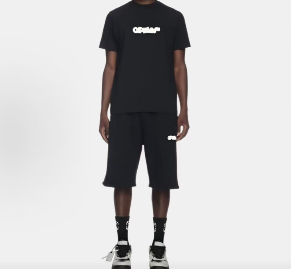 Men's OFF-WHITE Letter Print Pullover Crewneck Tee Black