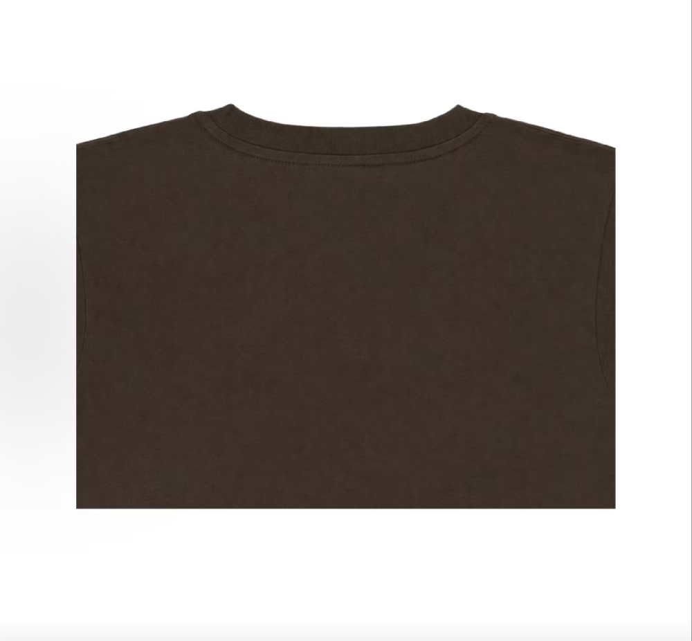 Women's OFF-WHITE SS26 Vintage Streetwear Minimalist Chest Embroidered Logo Tee Coffee