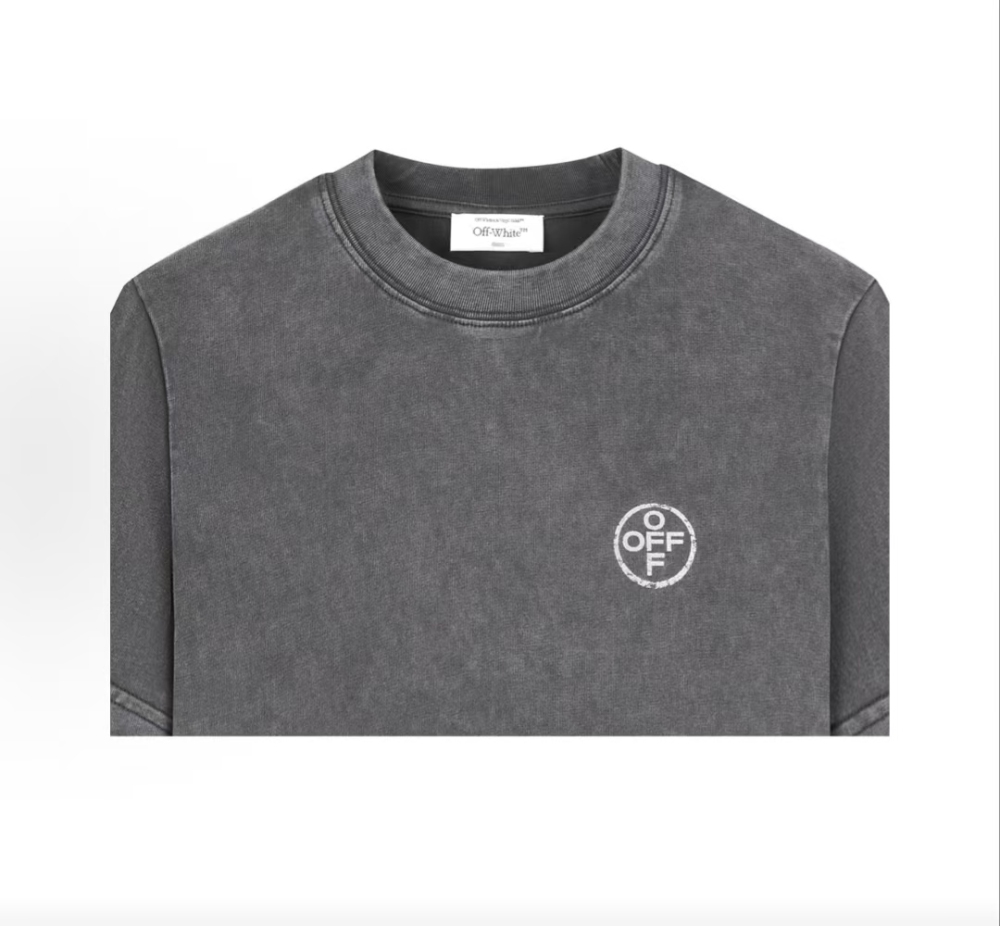 OFF-WHITE FW26 Grey Tone Washed Distressed Casual Tee Women's Gift Box