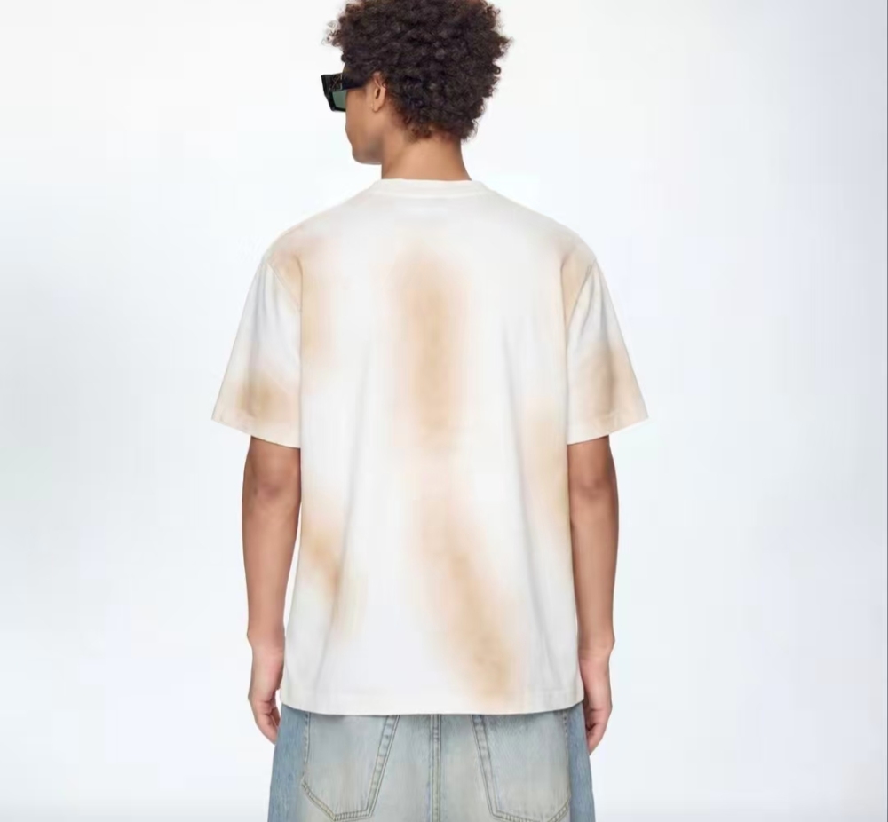 OFF-WHITE Vintage Angel Oil Painting Print Distressed Dirty-Dye Crewneck Tee Unisex