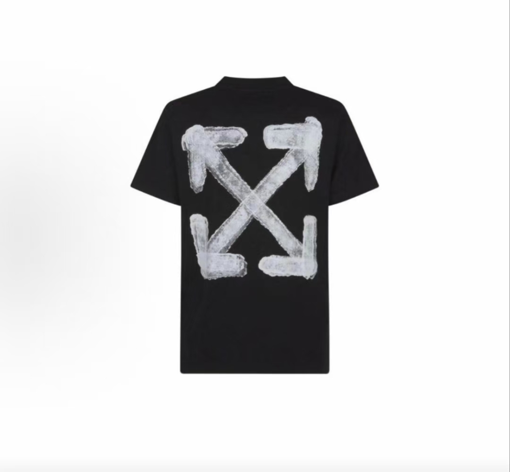 Men's OFF-WHITE Letter Print Pullover Crewneck Tee Black