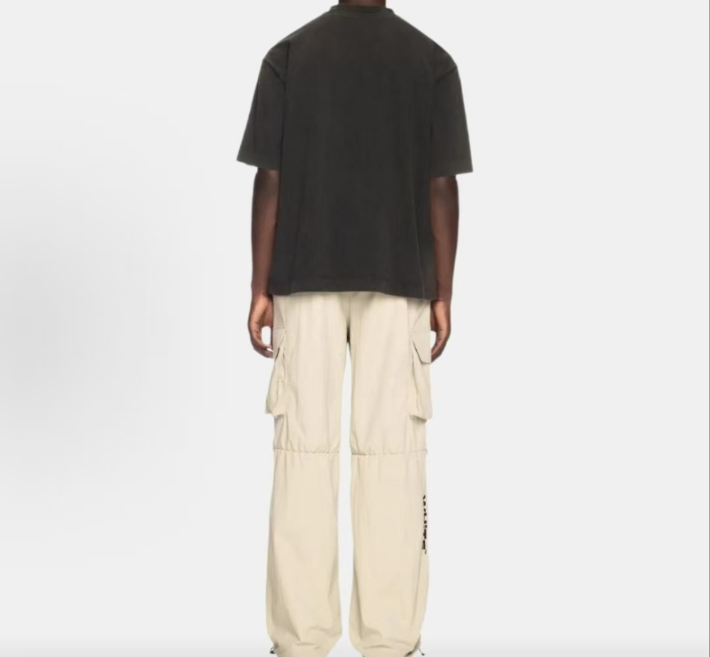 Men's OFF-WHITE Letter Print Crewneck Drop Shoulder Tee Black