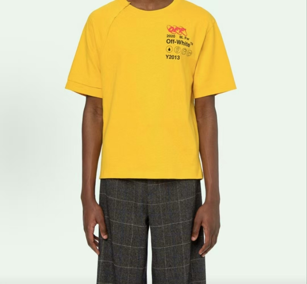 Men's OFF-WHITE Industrial Y013 Recon Raglan Logo Tee Yellow