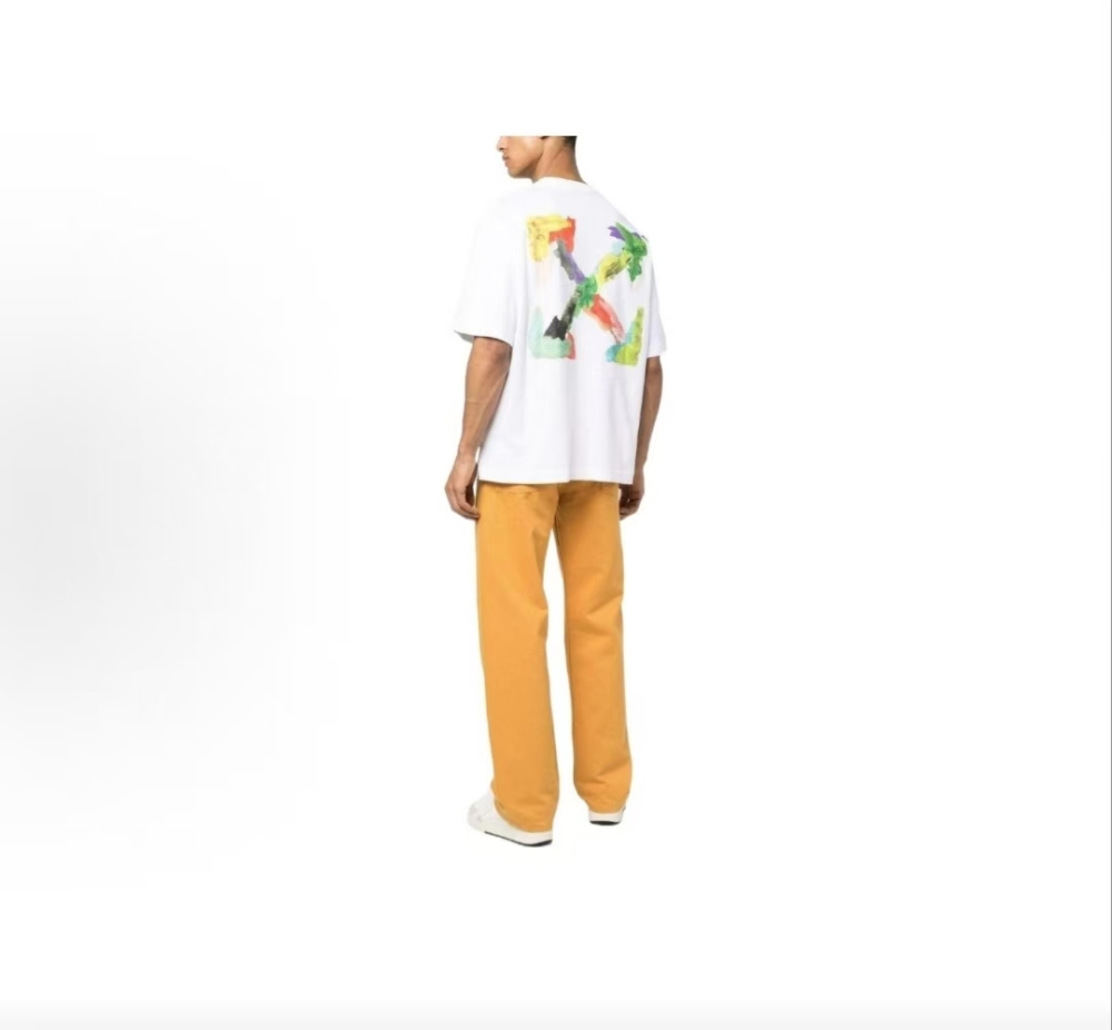 Men's OFF-WHITE SS23 Arrow Print Crewneck Pullover Tee Regular Fit White