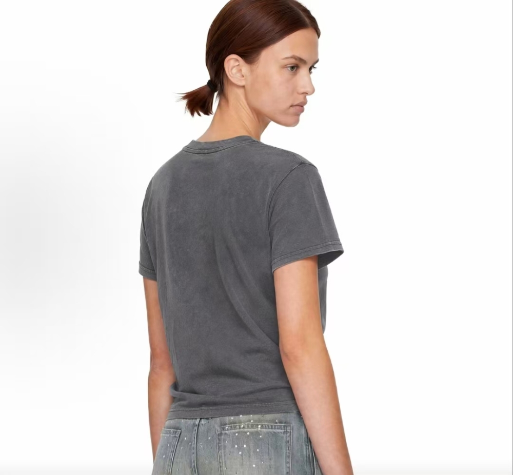 OFF-WHITE FW26 Grey Tone Washed Distressed Casual Tee Women's Gift Box