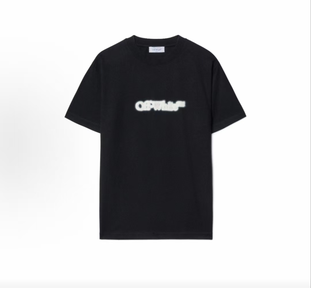 Men's OFF-WHITE Letter Print Pullover Crewneck Tee Black
