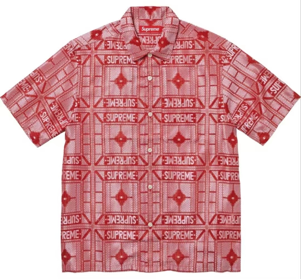 Supreme SS24 Week 14 Tray Jacquard Short Sleeve Shirt - Unisex American Streetwear Button-Down