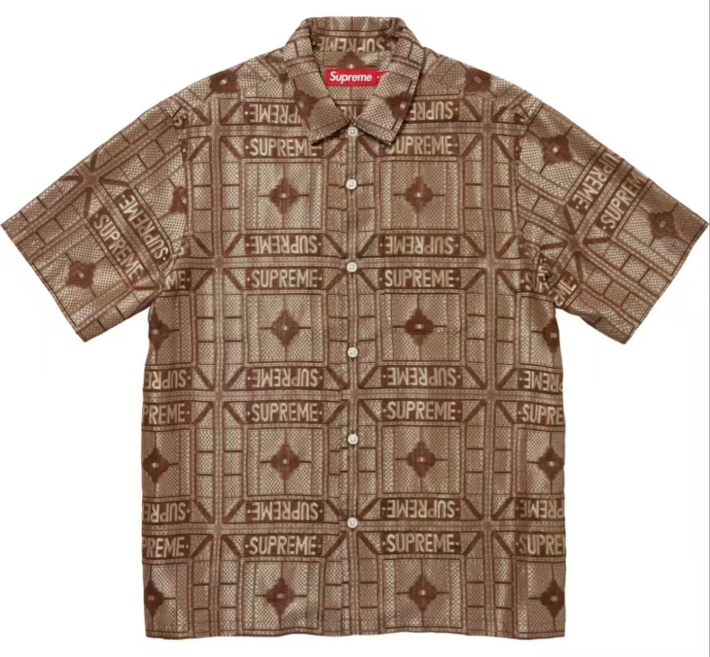 Supreme SS24 Week 14 Tray Jacquard Short Sleeve Shirt - Unisex American Streetwear Button-Down