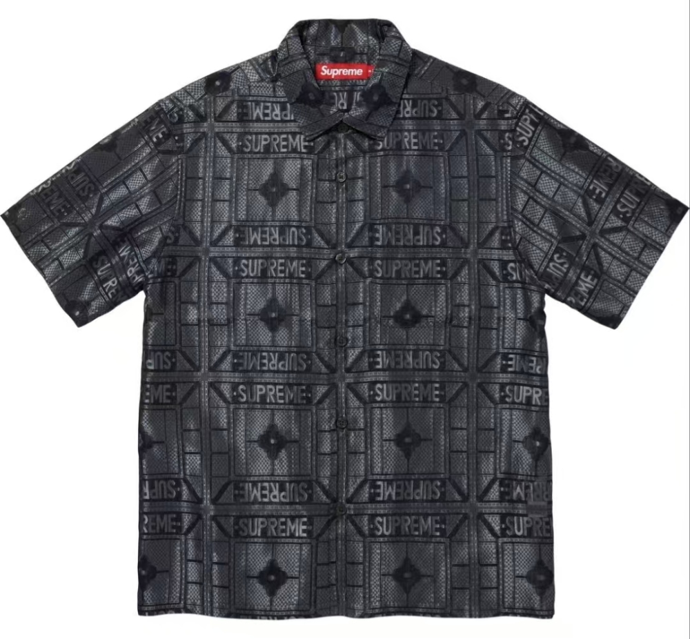 Supreme SS24 Week 14 Tray Jacquard Short Sleeve Shirt - Unisex American Streetwear Button-Down