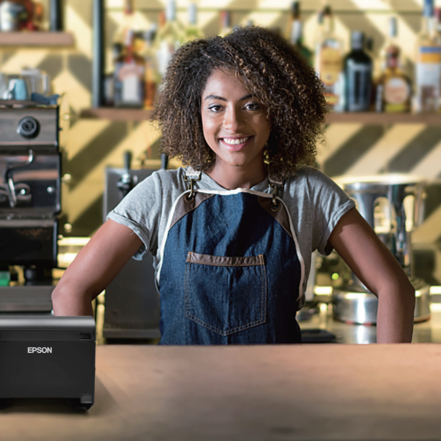 80mm Epson thermal POS is a catering printer suitable for use in coffee shops, restaurants and sales outlets.