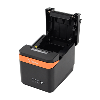 GP‑C250I paper roll compartment open with adjustable paper guide – supports both 80mm and 58mm thermal paper rolls for flexible receipt sizing.