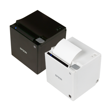 Epson TM-m30II-H compact thermal receipt printer front view with clean modern design – high-speed 250mm/s POS printer for retail and hospitality