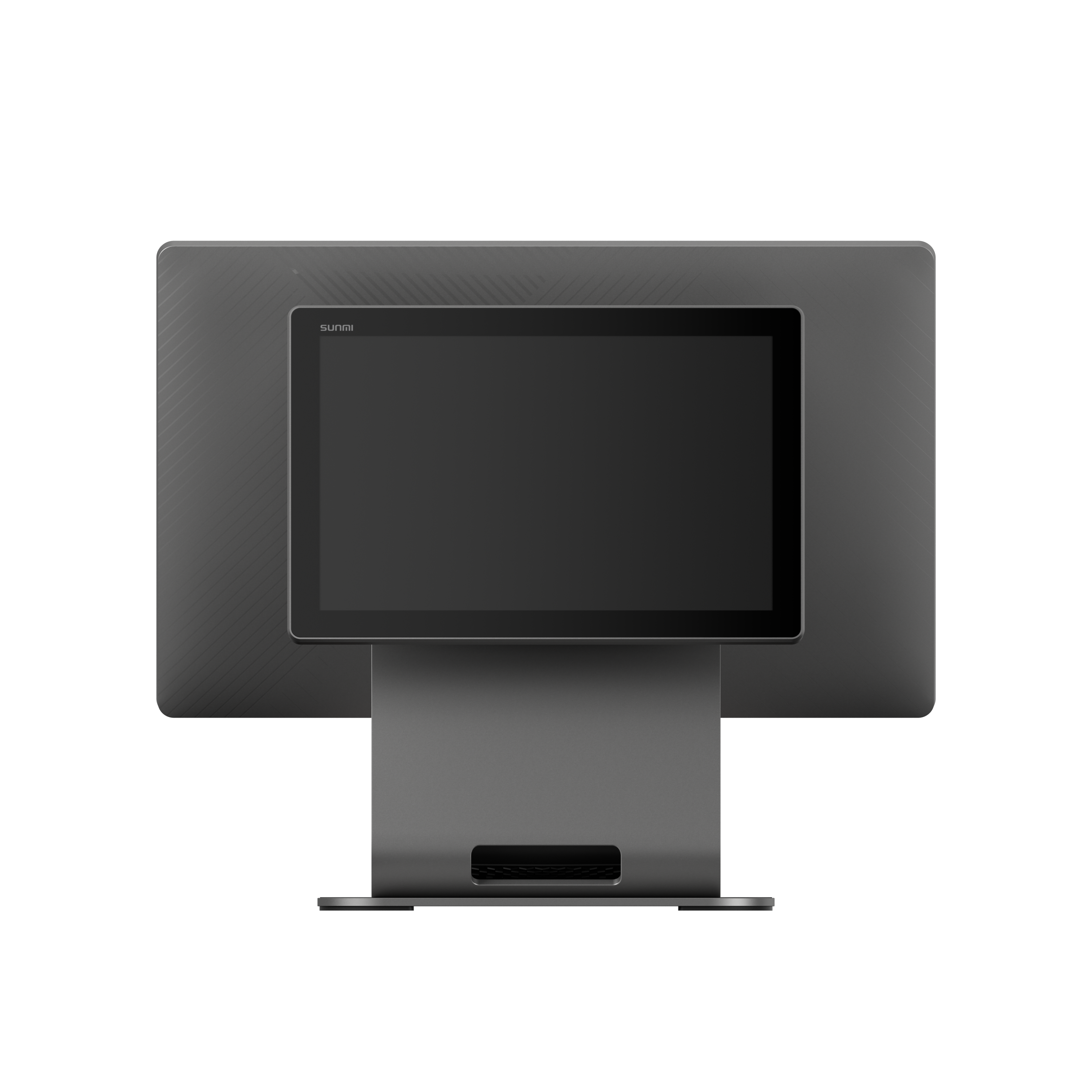 SUNMI D3 smart POS terminal single screen back view showing the unified minimalist rear casing and clean aesthetics