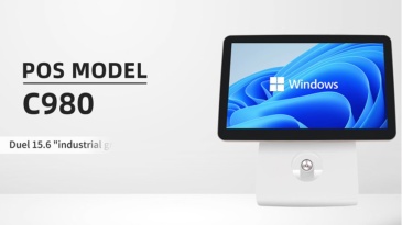 C980 15.6-Inch Dual-Screen Windows POS Terminal with Intel Core i3/i5/i7 for Restaurants and Retail Stores