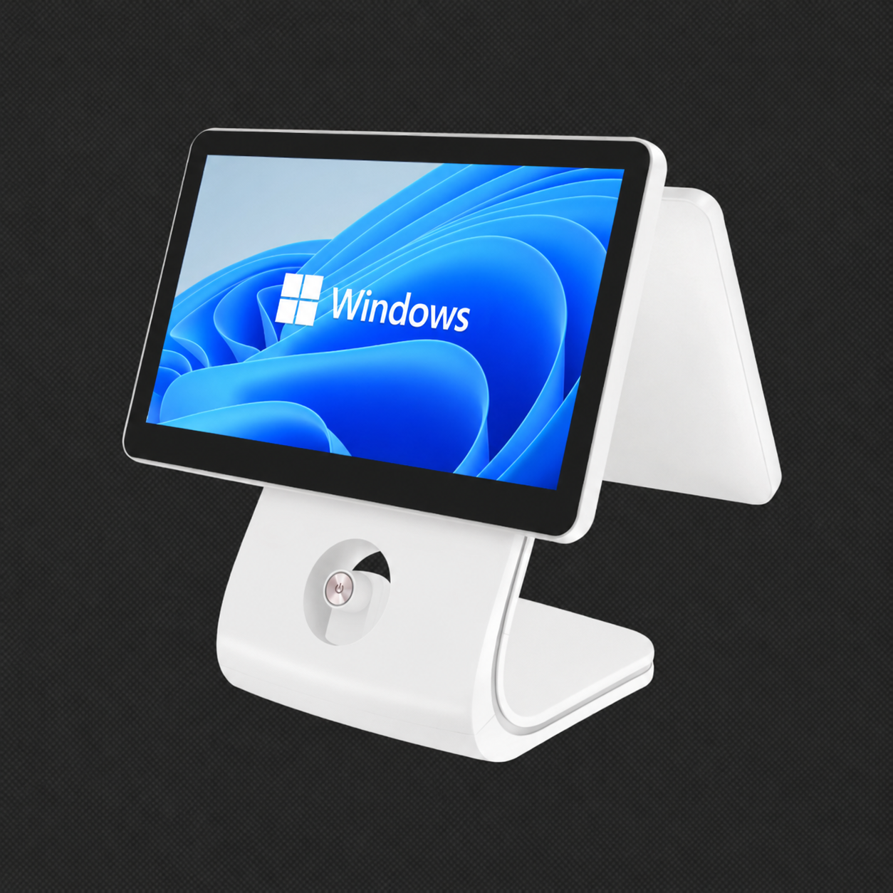 C980 dual-screen Windows POS terminal side view for restaurants and retail stores