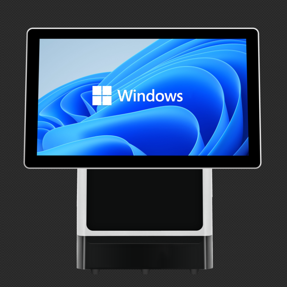 S390 dual screen touch cash register side profile adjustable metal stand retail POS machine