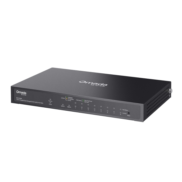 Angled View of TP-Link Omada ES210GMP Business PoE+ Network Switch