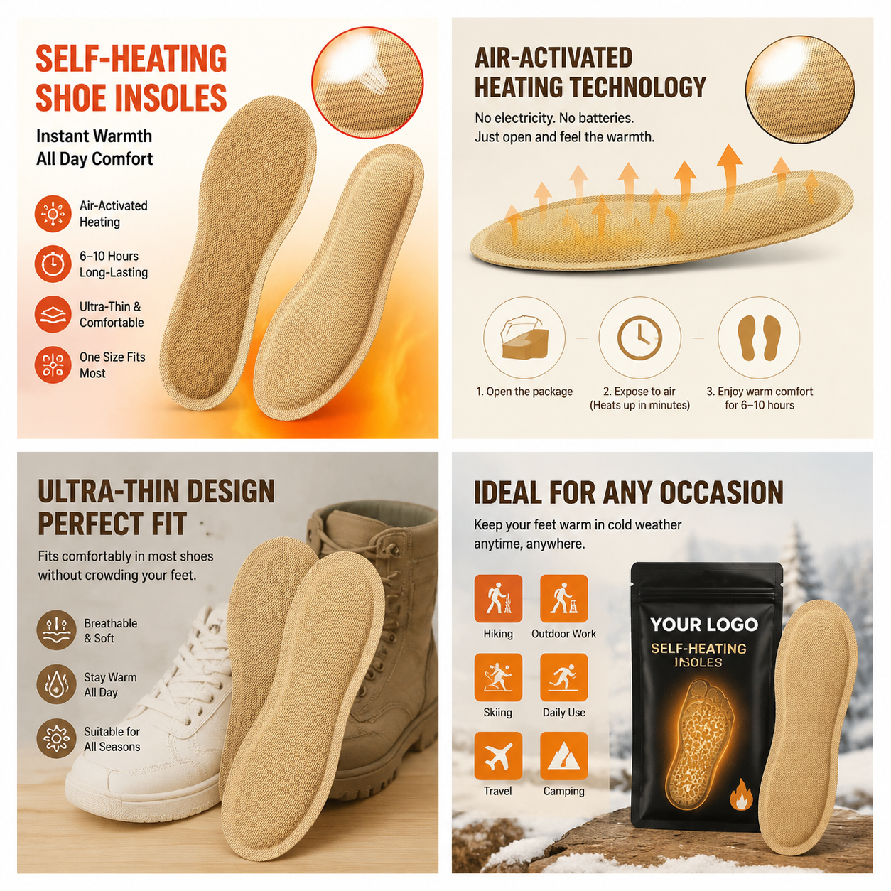 Self-Heating Thermal Shoe Insoles (Disposable Heat-Activated),,Self-Heating Thermal Shoe Insoles (Disposable Heat-Activated)