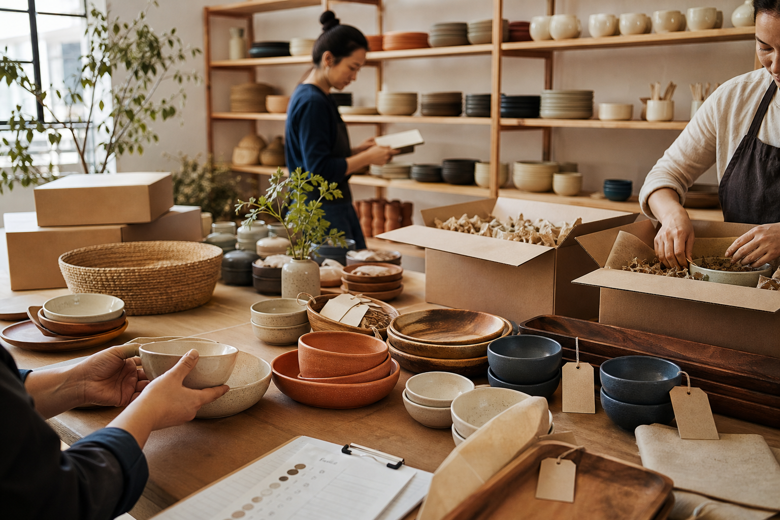 Home decor quality inspection and packing preparation