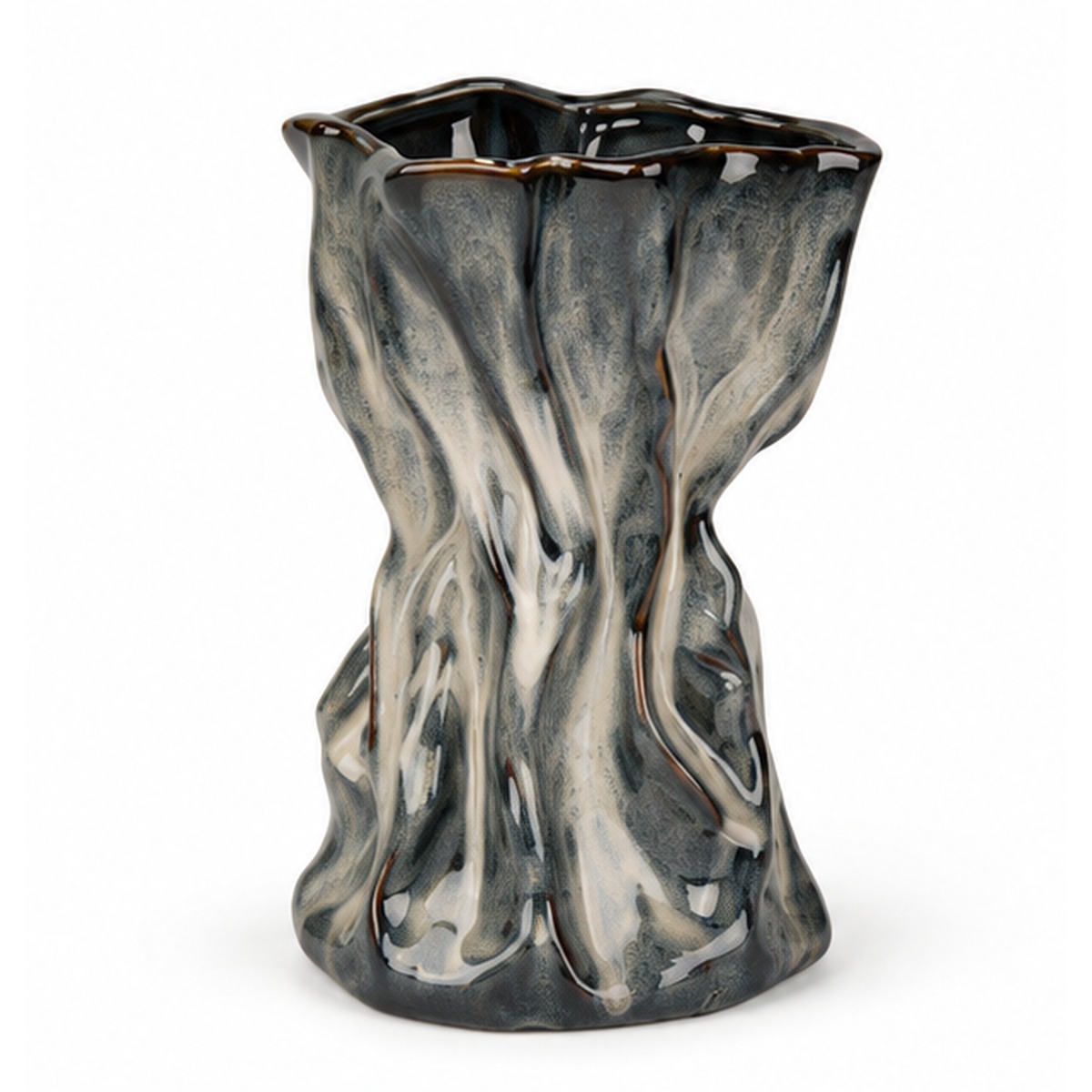 Sculptural Charcoal Ceramic Floral Vessel – ATW-S252318-B – LH Homecraft