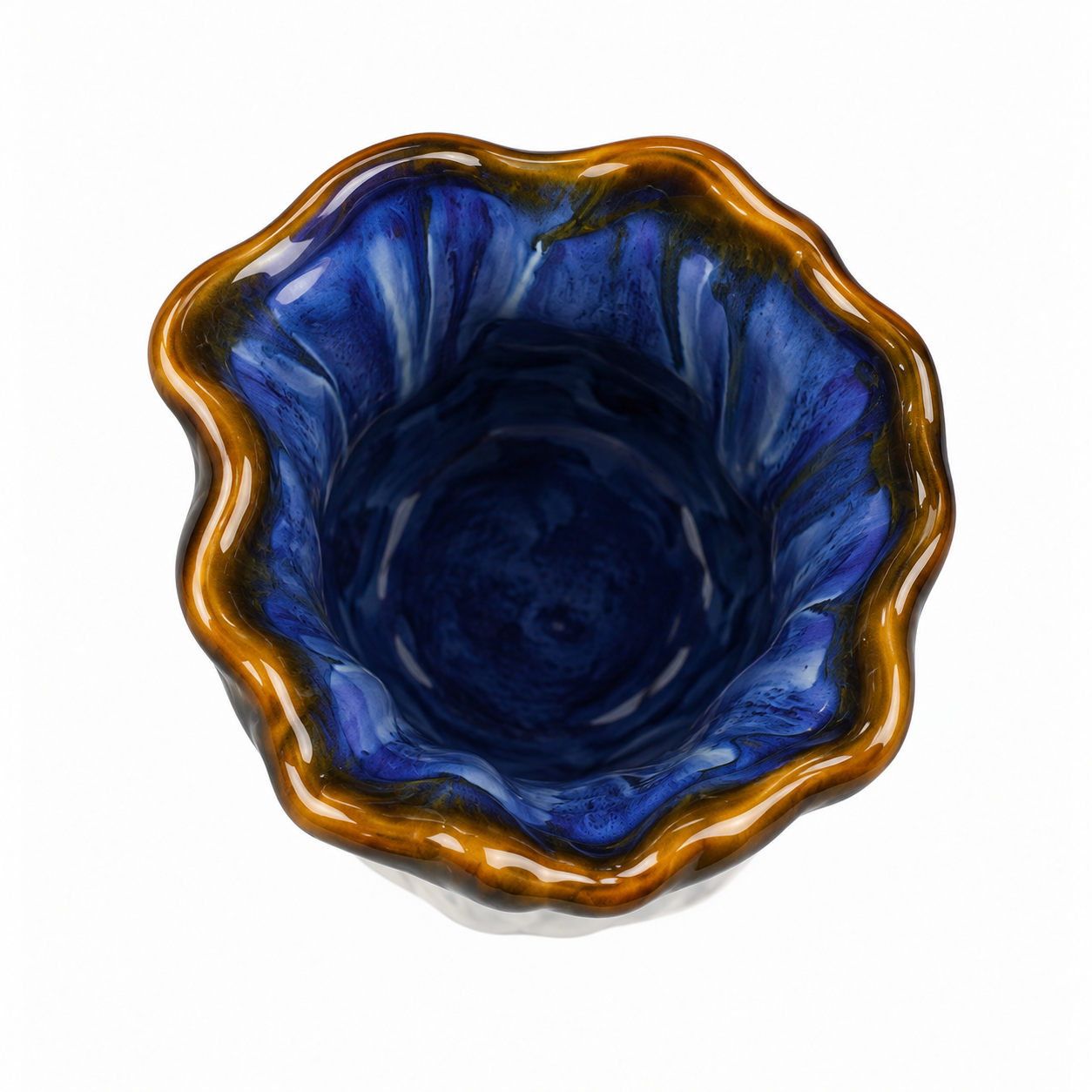 Sculptural Blue Drip Ceramic Floral Vessel &ndash; top reference view &ndash; ATW-S252318-A &ndash; LH Homecraft