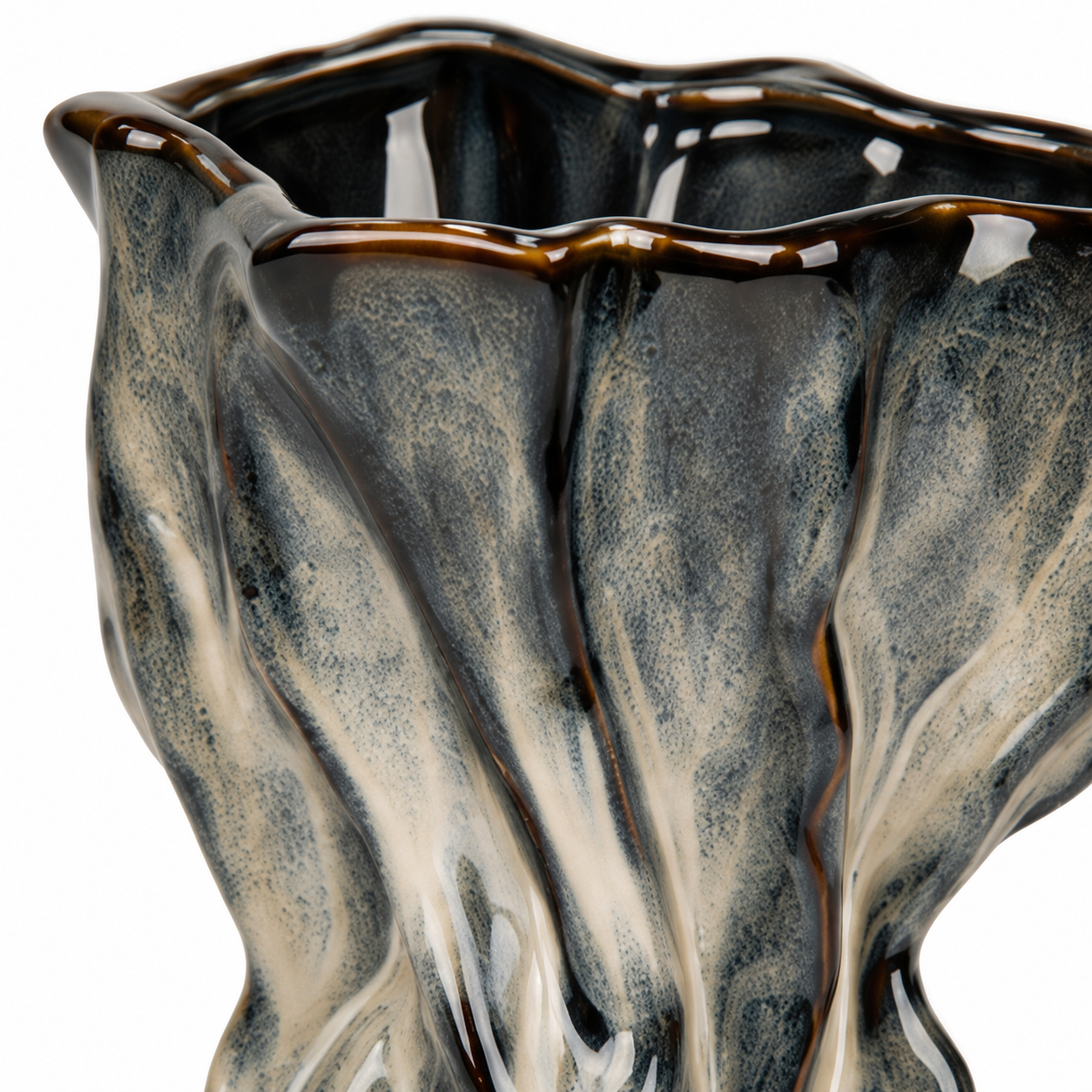 Sculptural Charcoal Ceramic Floral Vessel &ndash; glaze detail reference view &ndash; ATW-S252318-B &ndash; LH Homecraft