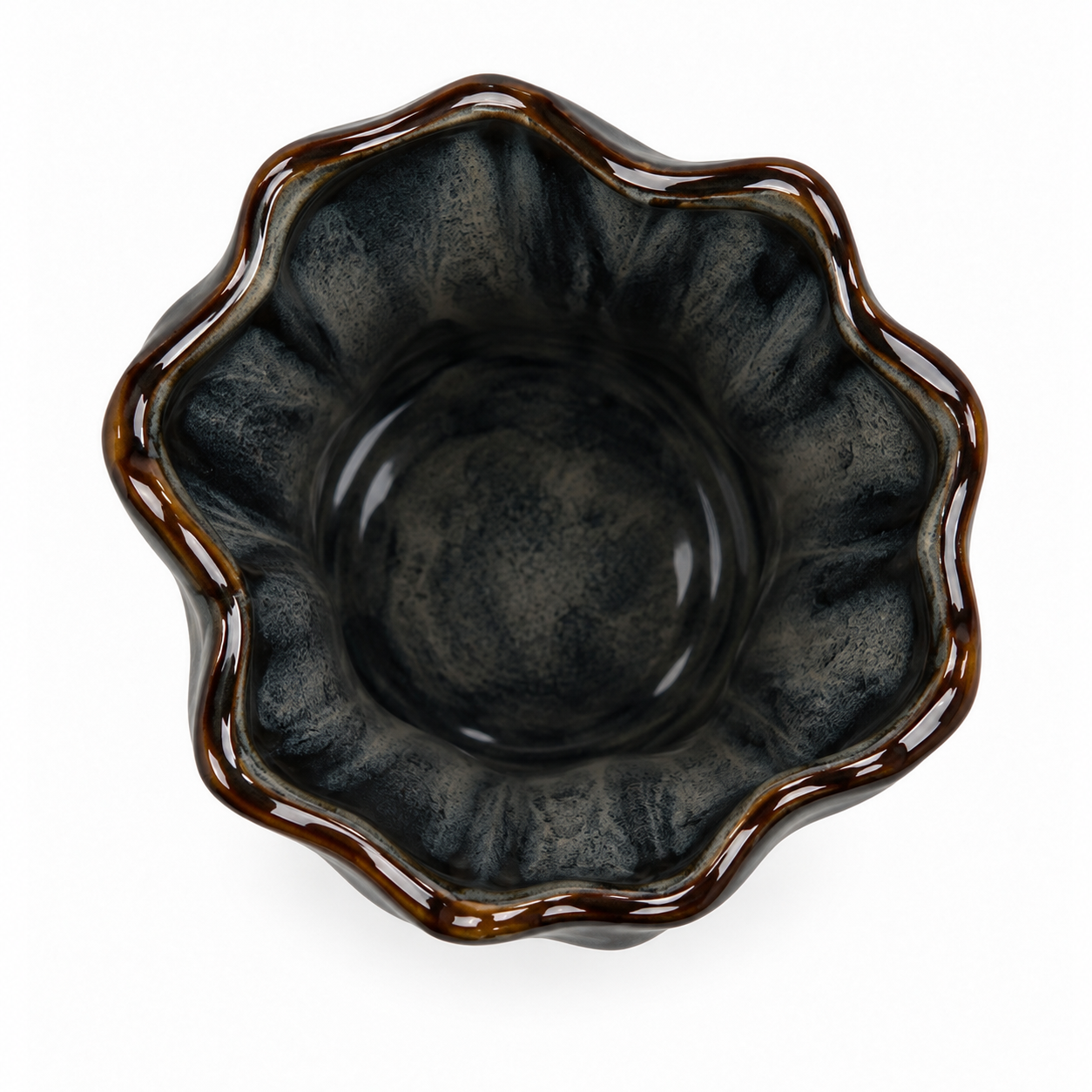 Sculptural Charcoal Ceramic Floral Vessel