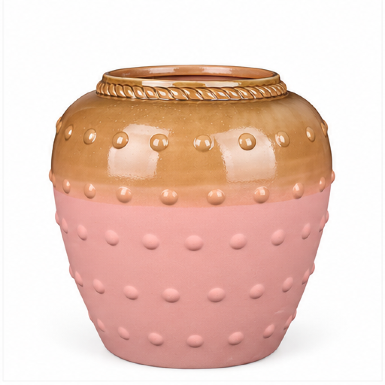 Beaded Blush & Sand Ceramic Floral Vessel