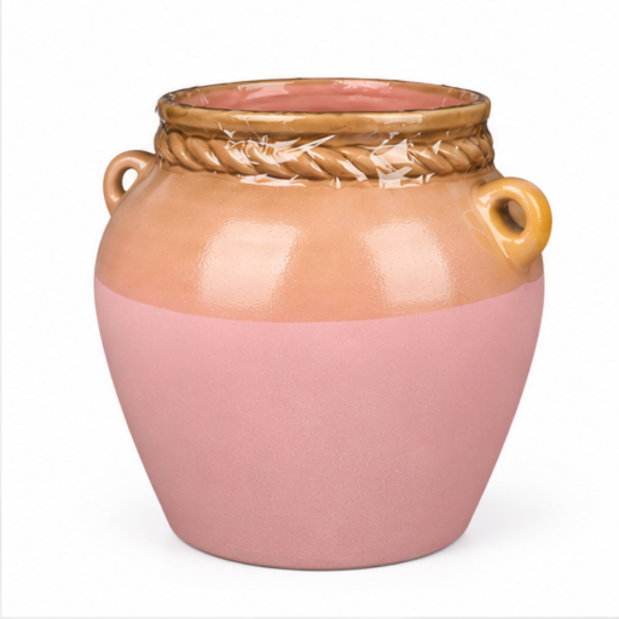 Lug-Handle Blush Ceramic Floral Vessel