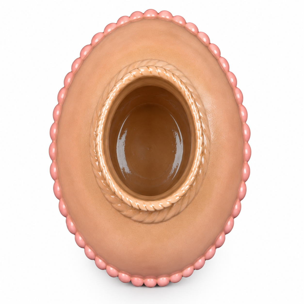 Rounded Beaded Blush Ceramic Floral Vessel