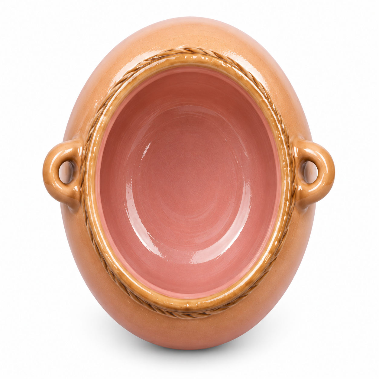 Lug-Handle Blush Ceramic Floral Vessel