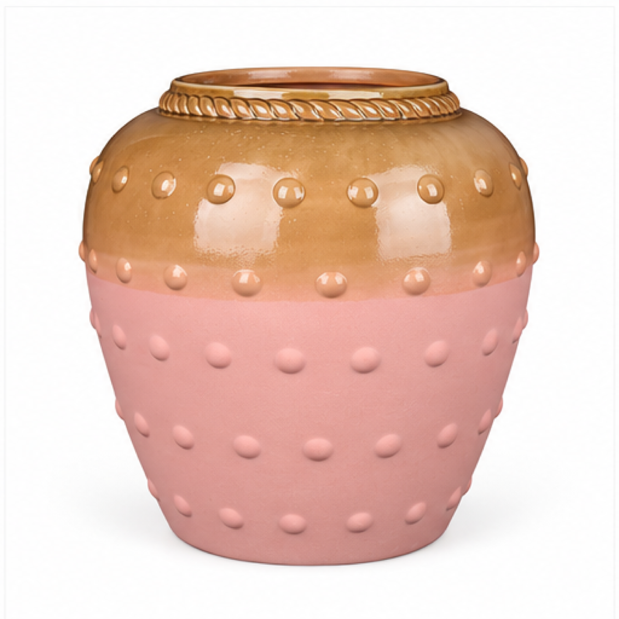 Beaded Blush & Sand Ceramic Floral Vessel