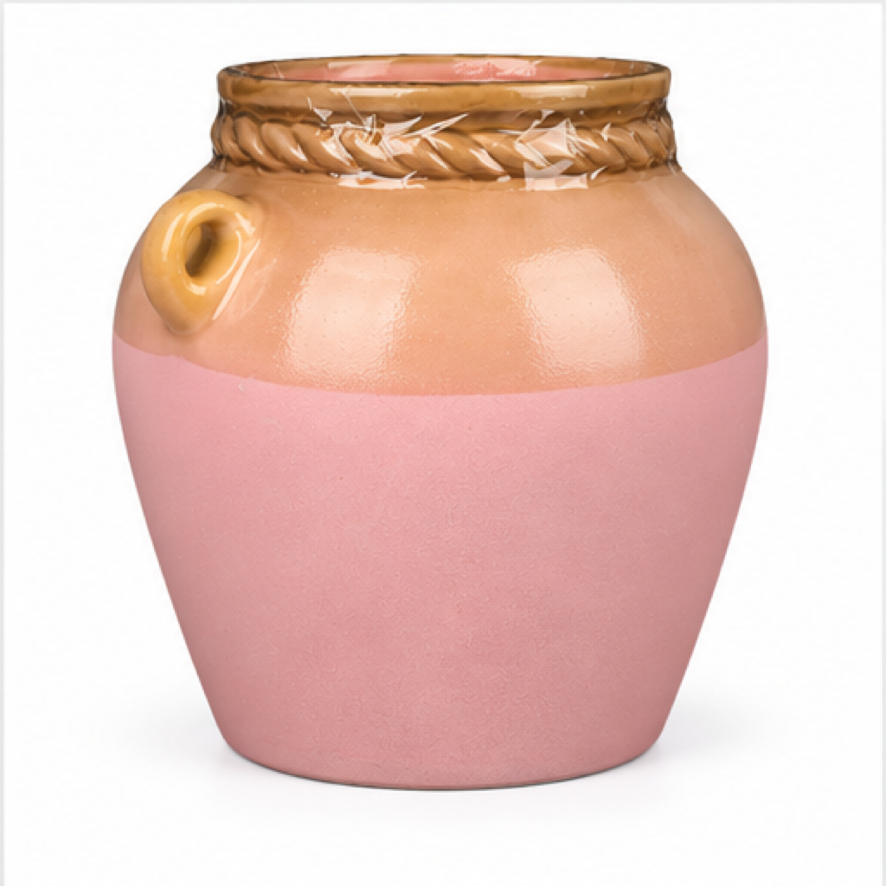 Lug-Handle Blush Ceramic Floral Vessel