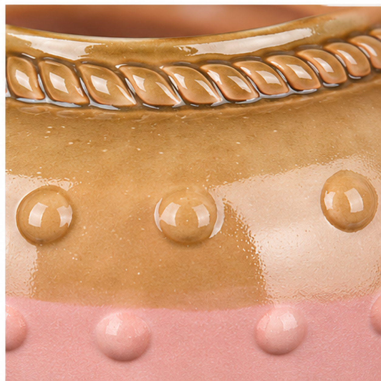 Beaded Blush & Sand Ceramic Floral Vessel