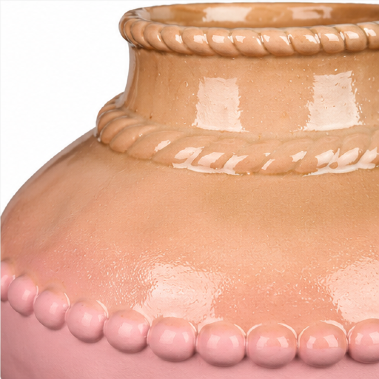 Rounded Beaded Blush Ceramic Floral Vessel