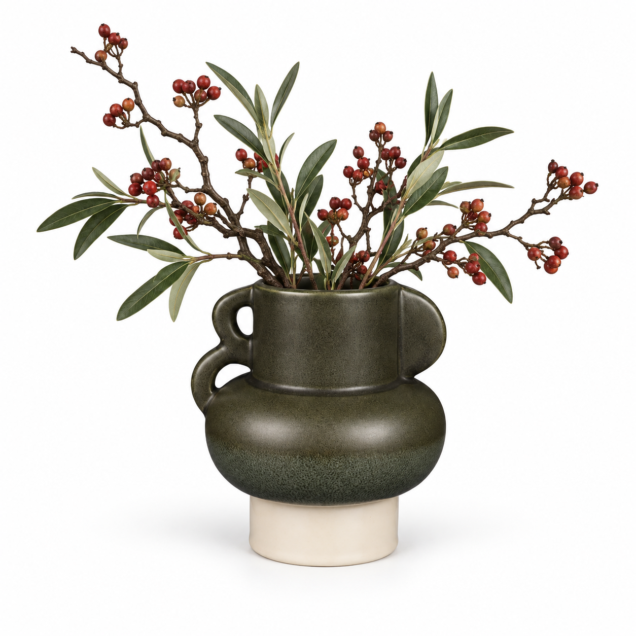 Charcoal Drip Double-Loop Ceramic Floral Vessel