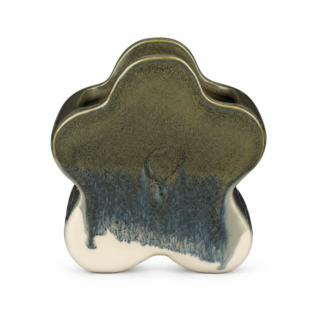 Charcoal Drip Star-Form Ceramic Floral Vessel