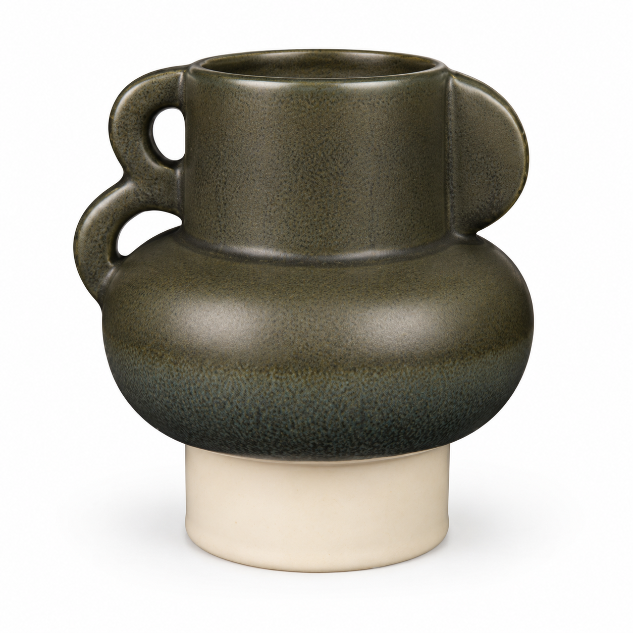 Charcoal Drip Double-Loop Ceramic Floral Vessel