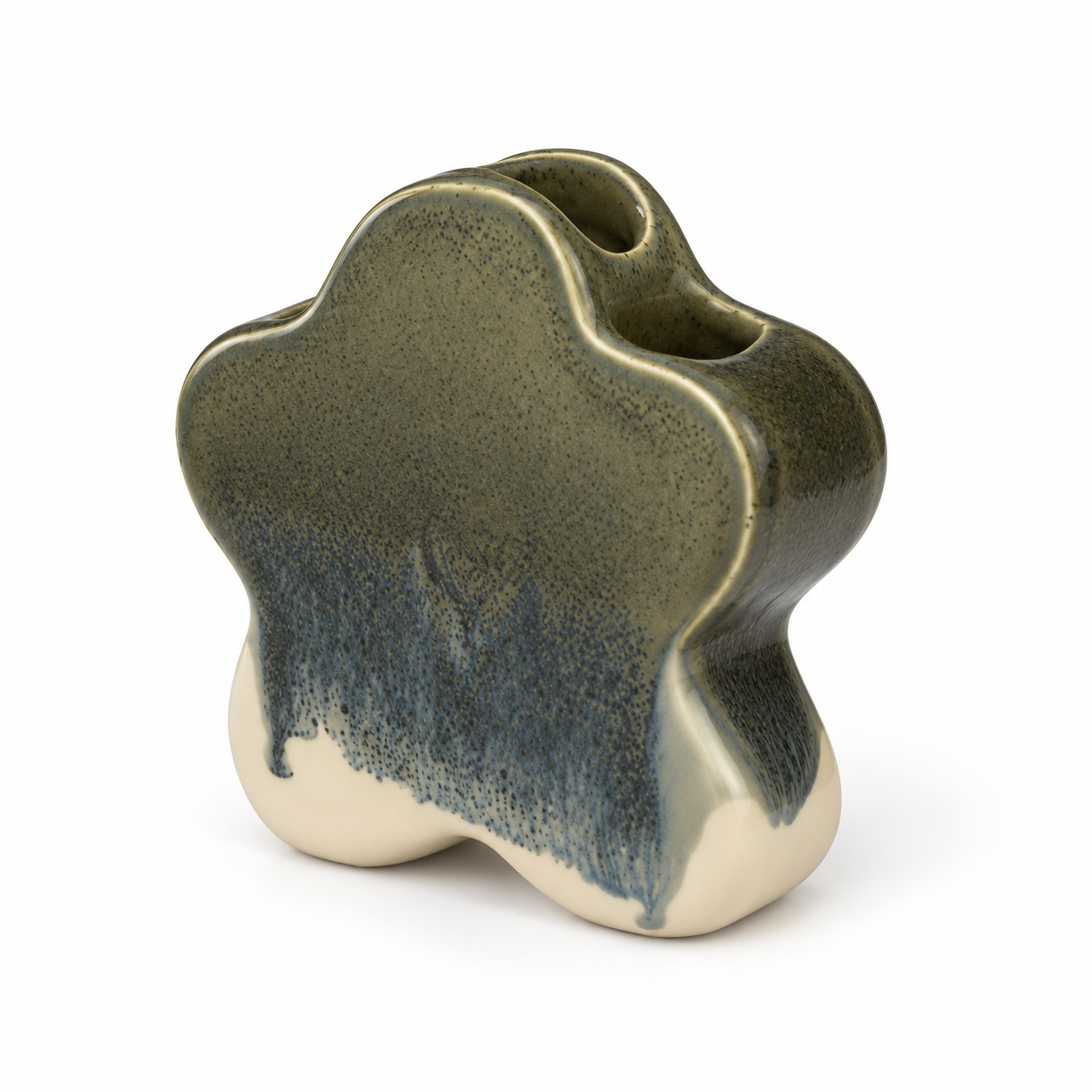 Charcoal Drip Star-Form Ceramic Floral Vessel