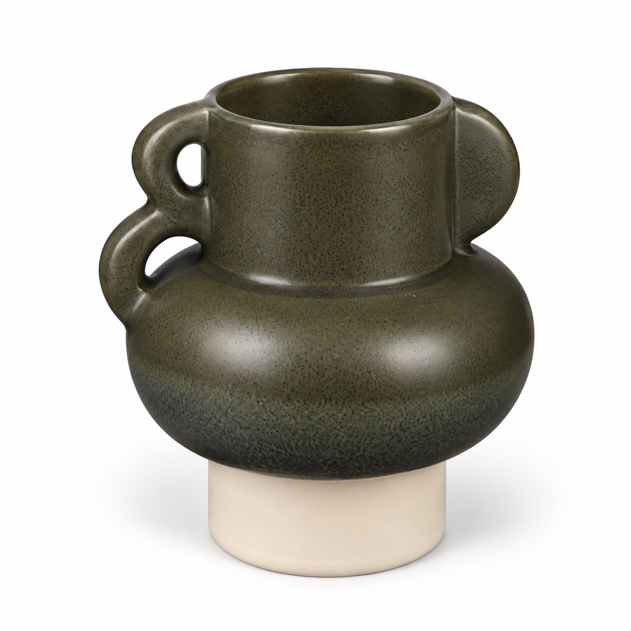Charcoal Drip Double-Loop Ceramic Floral Vessel