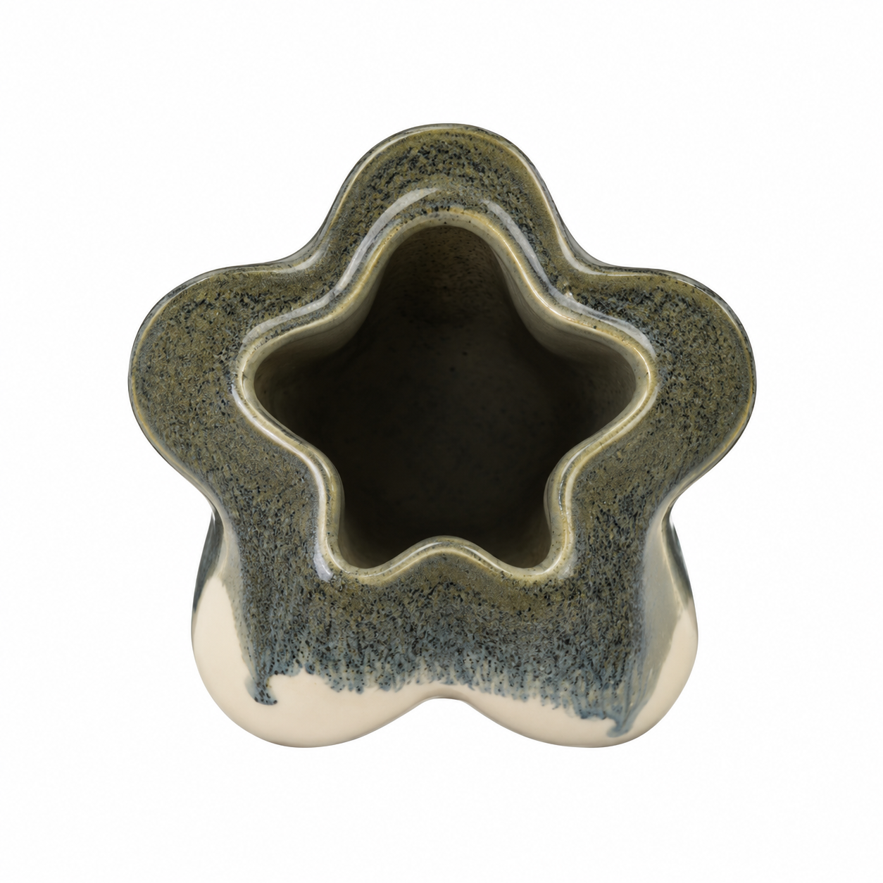 Charcoal Drip Star-Form Ceramic Floral Vessel