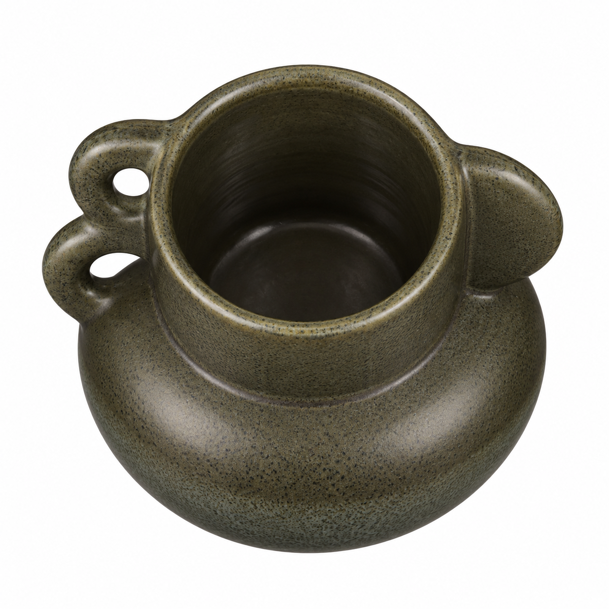 Charcoal Drip Double-Loop Ceramic Floral Vessel