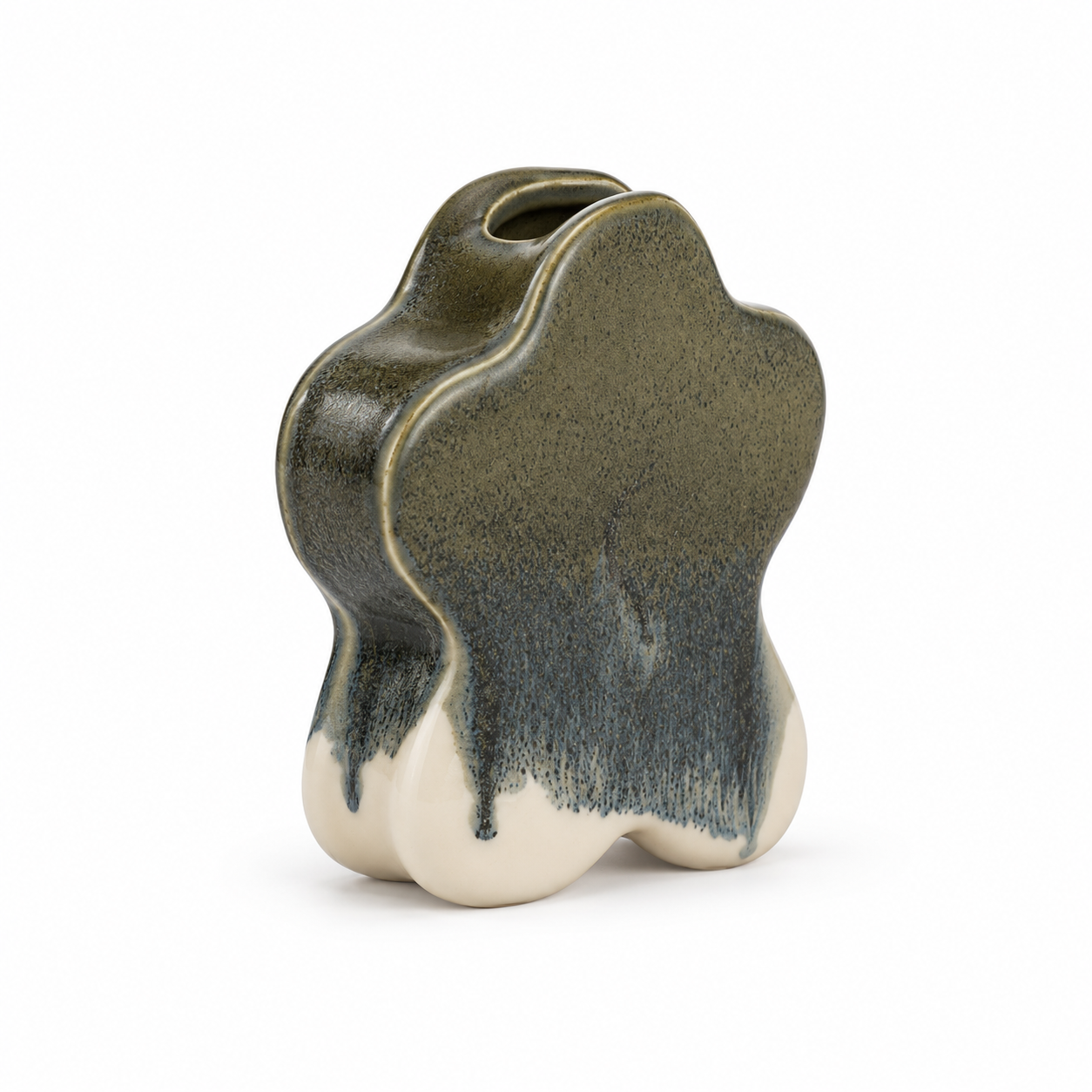 Charcoal Drip Star-Form Ceramic Floral Vessel