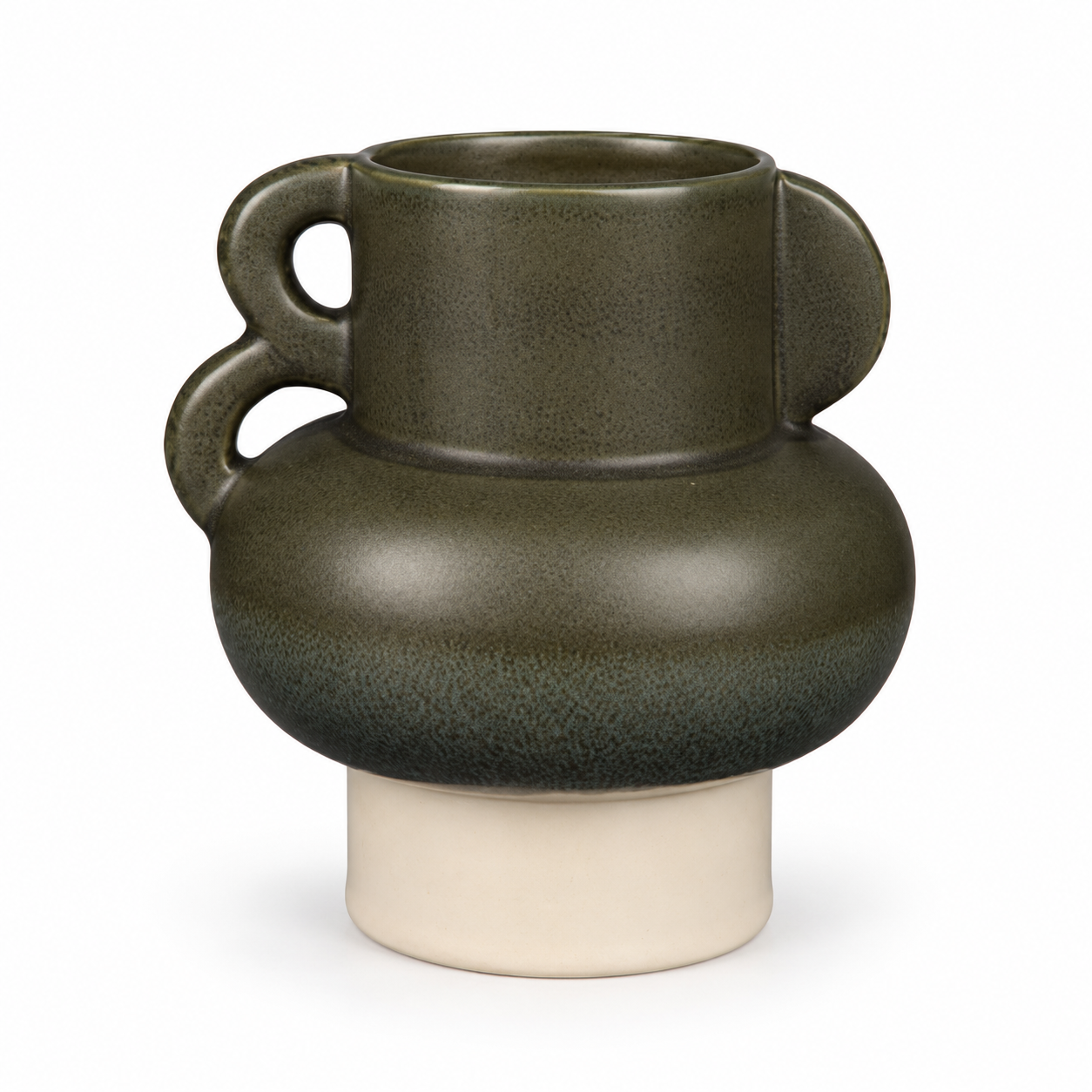 Charcoal Drip Double-Loop Ceramic Floral Vessel