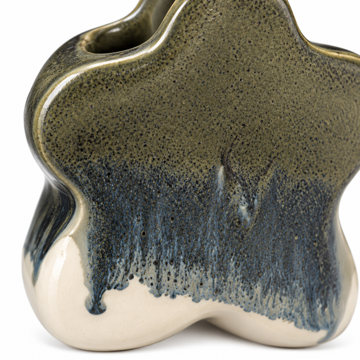 Charcoal Drip Star-Form Ceramic Floral Vessel