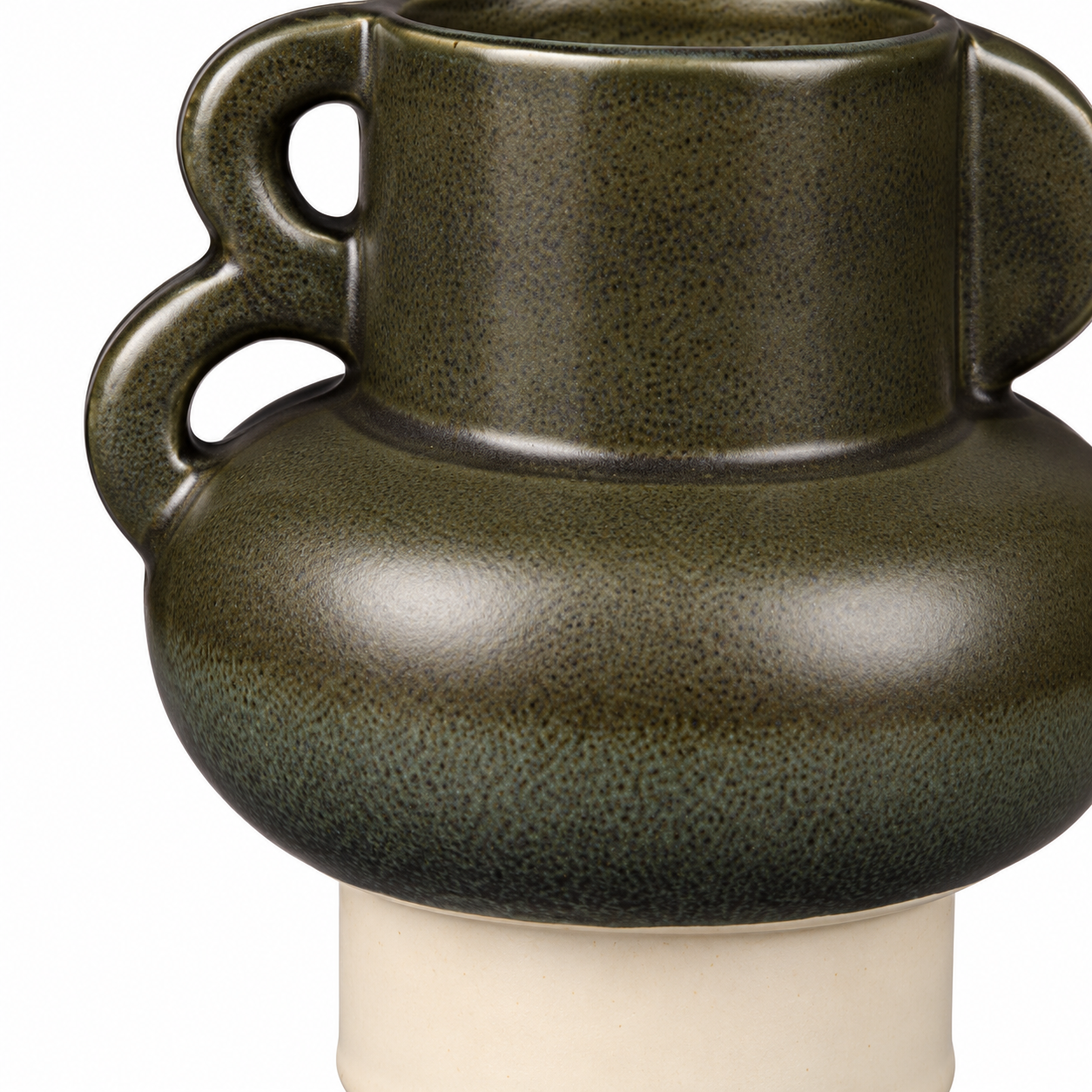 Charcoal Drip Double-Loop Ceramic Floral Vessel