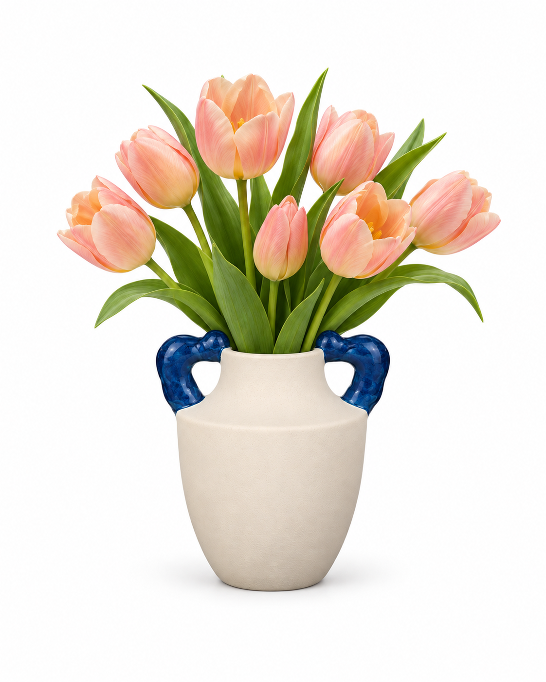 Cream & Cobalt Twin-Handle Ceramic Floral Vessel – ATW-S252340-A – LH Homecraft