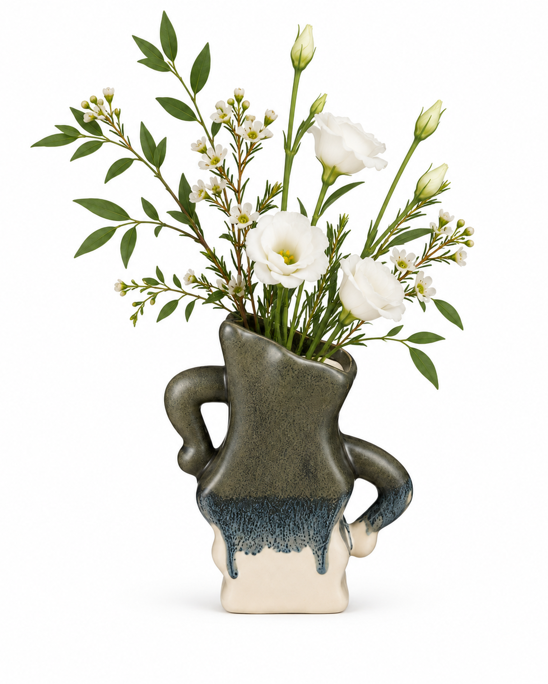Sculptural Wave Charcoal Drip Ceramic Floral Vessel – ATW-S252342-B – LH Homecraft